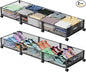 Under Bed Storage with Wheels 47.2"(L)/57.6L Large Rolling Under Bed Storage, Metal Underbed Containers on Wheels, Tool-Free Assembly Foldable Metal Underbed Drawers for Shoes Clothes Toys