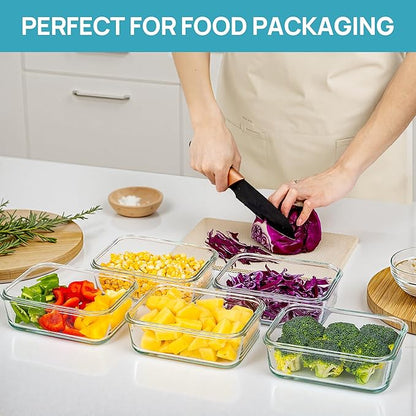 Vtopmart 5Pack 30oz Glass Storage Containers with Lids, Glass Meal Prep Food Container Sets with Snap Airtight Lids for Microwave, Oven, Freezer and Dishwasher, Grey