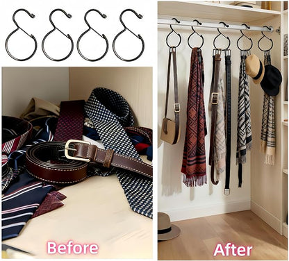4 Pack Belt Hanger, Belt Hanger for Closet, Rust-Proof Belt Organizer for Closet, Holds Ties, Scarves, hat, Bags & Accessories, Black
