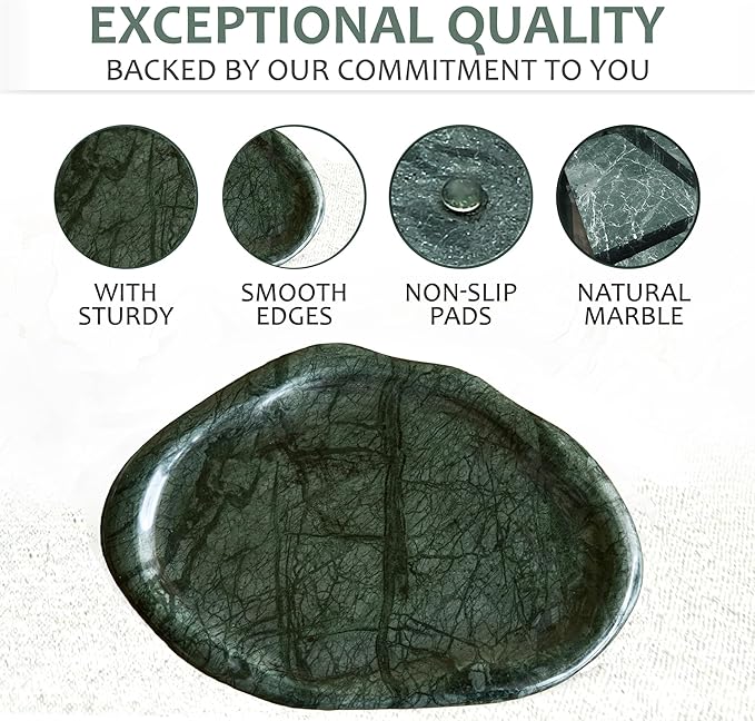 Natural Marble Trinket Tray – 9"x6" Cloud Shaped Decorative Dish for Jewelry, Keys, Perfume, Cosmetics, Vanity, Bathroom, Candle, Kitchen & Countertop | Stone Catchall or Gift (Indian Green)