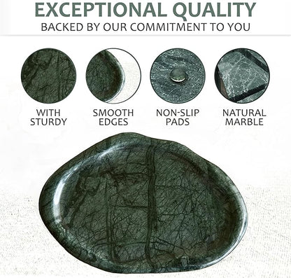 Natural Marble Trinket Tray – 9"x6" Cloud Shaped Decorative Dish for Jewelry, Keys, Perfume, Cosmetics, Vanity, Bathroom, Candle, Kitchen & Countertop | Stone Catchall or Gift (Indian Green)