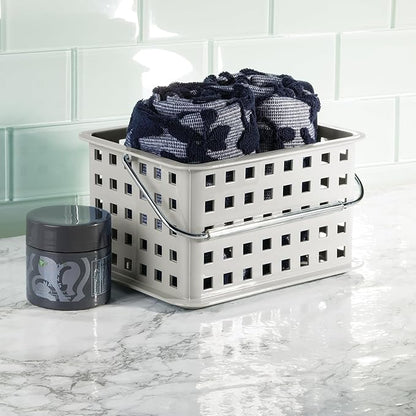 iDesign Shower Caddy Basket with Handle for Bathroom or College Dorm, Light Gray, Made in USA