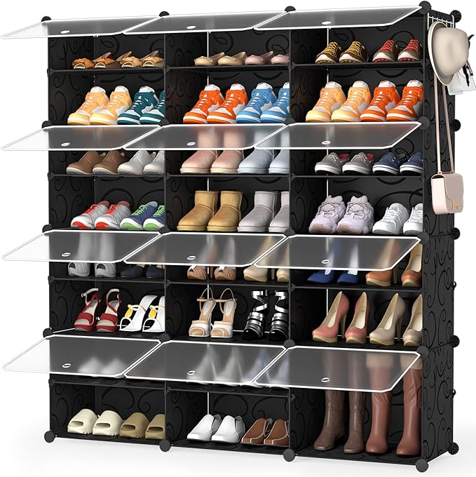 HOMIDEC Shoe Rack Organizer, 8 Tier Shoe Storage Cabinet 48 Pair Plastic Shoe Organizer Shelves for Closet Hallway Bedroom Entryway