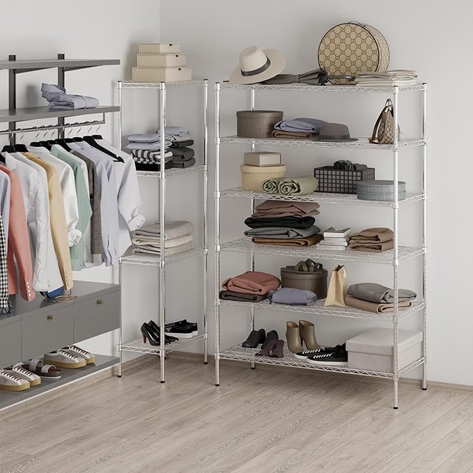 21" Deep x 48" Wide x 74" Height Wire Shelving Kit | 6-Tier | NSF Commercial Storage Rack Unit