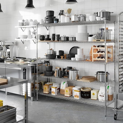 21" Deep x 72" Wide x 74" Height Wire Shelving Kit | 5-Tier | NSF Commercial Storage Rack Unit