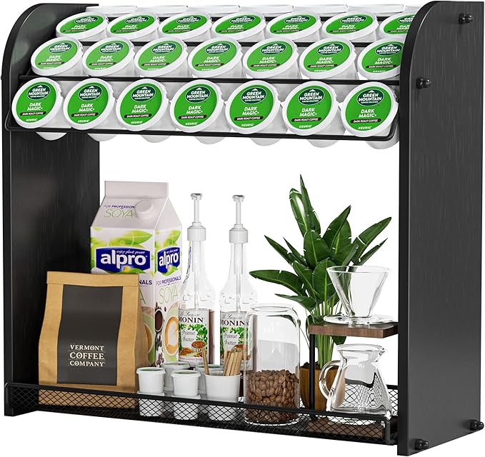 Lixple K Cup Pod Holder for Countertop – Pod Organizer & Coffee Bar Accessory for Home or Office, Easy to Assemble (Black)