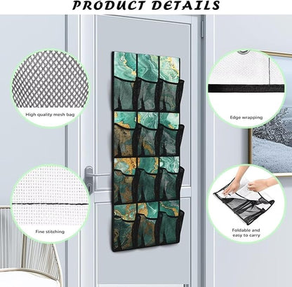 Generic Green Marble Over The Door Shoe Organizer for Cruise Ship Strong Over The Door Storage Organizer Shoes Spandex Fabric Is Not Only Flexible But Also Allows Fit Into Any Space Behind The Door