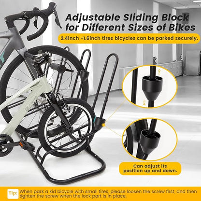 Kingarage 4 Floor Bike Rack, Safeguard Disc Brakes & Derailleurs Design, Waterproof Bicycle Stand Indoor/Outdoor/Garage Use, Fits 12"-29" Tires, Upgraded 0.63" Steel Tubes for Stability
