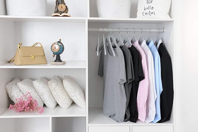 Quality Semi Curved Grey Wooden Suit Hangers, 80-Pack Smooth Finish Solid Wood Coat Hanger with Swivel Hook, Jacket, Pant, Dress Clothes Hangers Gray, 80