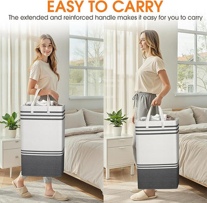 4 Pack Large Laundry Baskets, Laundry Hampers, Freestanding Waterproof Collapsible Clothes Bag with Extended & Reinforced Handles - Clothes Basket for Dorm, Bathroom, Home (88L)