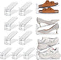 TOPNEW Shoe Slots Organizer for Closet 12 Pack Adjustable Level Shoe Stacker Holder Organization Double Layer Storage Space Saving Shoe Rack Organizer for Closet (Transparent)