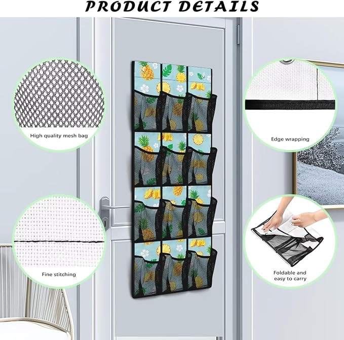 Pineapples Over the Door Shoe Organizer,Behind Door Shoes Hang Holder Rack,Hanging Shoe Storage Hanging Bag Space Saver