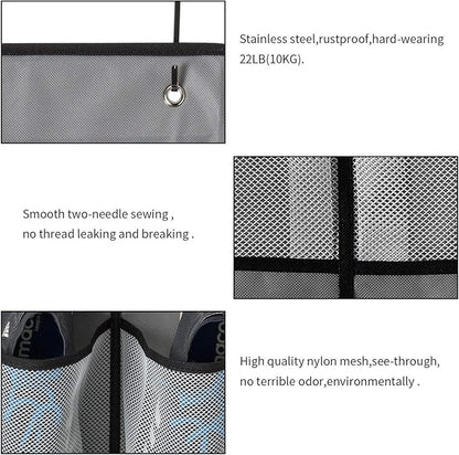 KEEPJOY Over The Door Shoe Organizer 2 Pack,Mesh Pockets Hanging Shoe Rack Over The Door,Shoe Storage Closet with 4 Hooks,Washable and Breathable Fabic,Large Size 57.5×12.6inch(Grey)