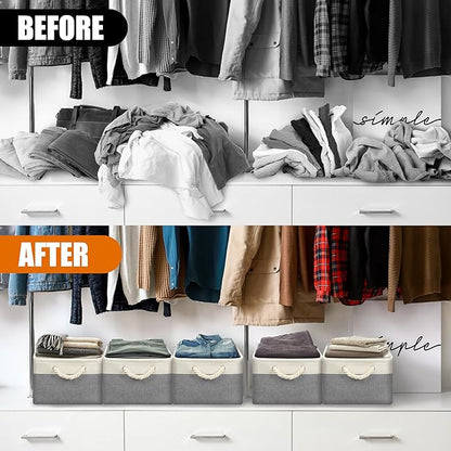 Simple Houseware 13" x 13" Large Fabric Storage Cubes for Closet and Cube Organizer, 3 Pack, Gray