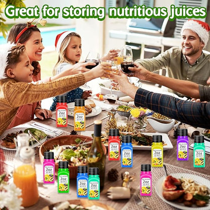 Qiuttnqn 50PCS 2oz Small Plastic Shot Bottles with Caps,Clear Empty Plastic Juice Bottles with 10 Funnels,Small Leak-Proof Juice Containers for Drink Milk Beer Coffee Liquid Beverages