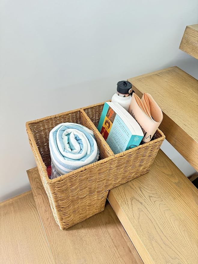 KOUBOO Wicker Step Basket, Natural, Rectangular, 15 x 9.5 x 15.75 in