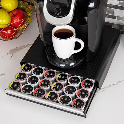 Mind Reader Single Serve Coffee Pod Drawer, 36 Pod Capacity, Countertop Organizer, Breakroom, 12.75"L x 13"W x 3"H, Black (Pack of 6)