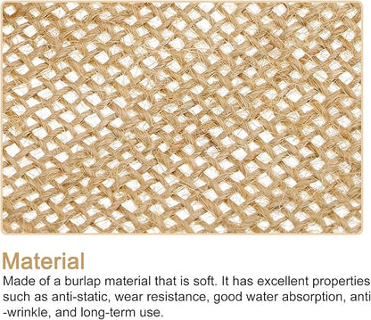 uxcell 24Pcs Burlap Lace Utensil Holders, 4" x 8" Cutlery Pouch Silverware Holder Natural Jute Pouch Bag Burlap Napkin Bag with Bow for Party Wedding Decoration