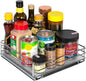 Pull-Out Cabinet Spice Rack Organizer - Slim Slide-Out Storage for Spices, Bottles & Jars, Premium Heavy-Duty Steel, Easy Install for Narrow Kitchen Cabinets - 10 ⅜ W x 10 ⅜ D x 2 ¾ H, Chrome