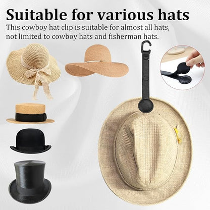 4Pcs Cowboy Hat Holder for Truck Set, Leather Magnetic Cap Clip, Cowboy Hat Holder, Adjustable Hat Organizer Suitable for Most Vehicle Storage(Black)