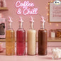 Vesici 4 Set 17oz Pink Syrup Dispenser, Glass Syrup Bottles for Coffee Bar, Pink Leak-Proof Coffee Accessories