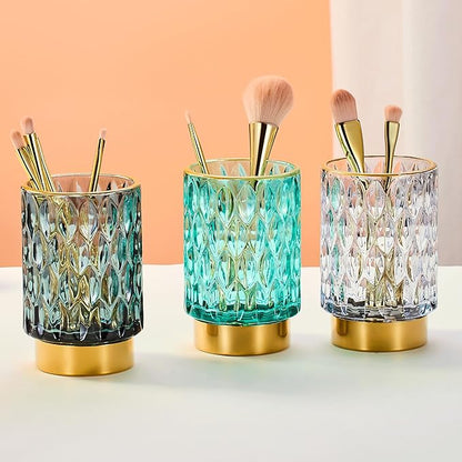 Makeup Brush Holder Organizer,Toothbrush Holders,Desk Pen Pencil Holder,Multifunctional Vintage Glass Brush Cup（A39-9-US）