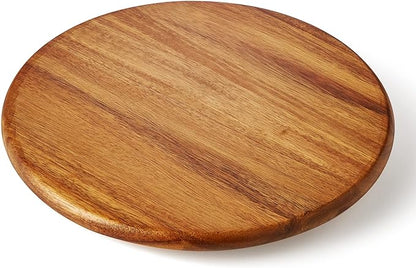Acacia Wood Lazy Susan Wood Turntable Tray Cabinet Organizer, 12"