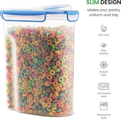 Extra Large Cereal Containers Storage Set - [2 Pack,168oz. 21 cup] Airtight Silicone Sealed Locking Lids extents freshness - Space Saving Kitchen Pantry Containers - Food storage containers For Flour.