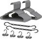 VECELO 50 Pack Plastic Hangers-Clothes Hangers Set with Shoulder Non Slip Notches for Closet Space Saving-Heavy Duty Coat Hanger,Gray