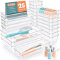 SpaceHacks 25 PCS Plastic Drawer Organizer Set, 4-Size Versatile Organizer Trays & Storage Bins for Makeup, Jewelry, and Gadgets in Bathroom, Bedroom and Office,Clear White