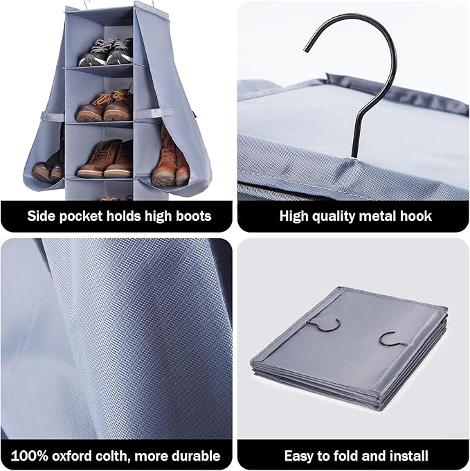 Shoe Rack Closet Hanging Boot Organizer for Closet Shoes Organizer Hanging Shoe Boots Storage Holder Shoe Closet Organizer, 10-Shelf 4 Pockets