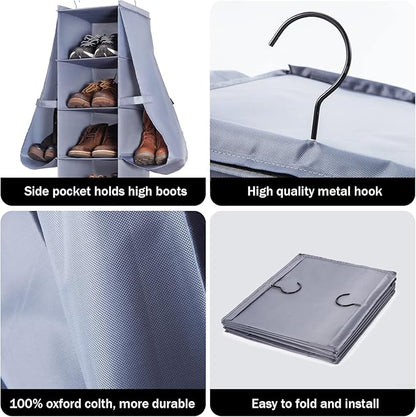 Shoe Rack Closet Hanging Boot Organizer for Closet Shoes Organizer Hanging Shoe Boots Storage Holder Shoe Closet Organizer, 10-Shelf 4 Pockets