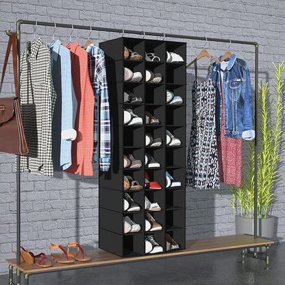 Libeder Hanging Closet Organizers 30 Section Shoe Shelves, Shoe Storage Hanging Shoe Rack, Space Saving Shoe Holder, Black