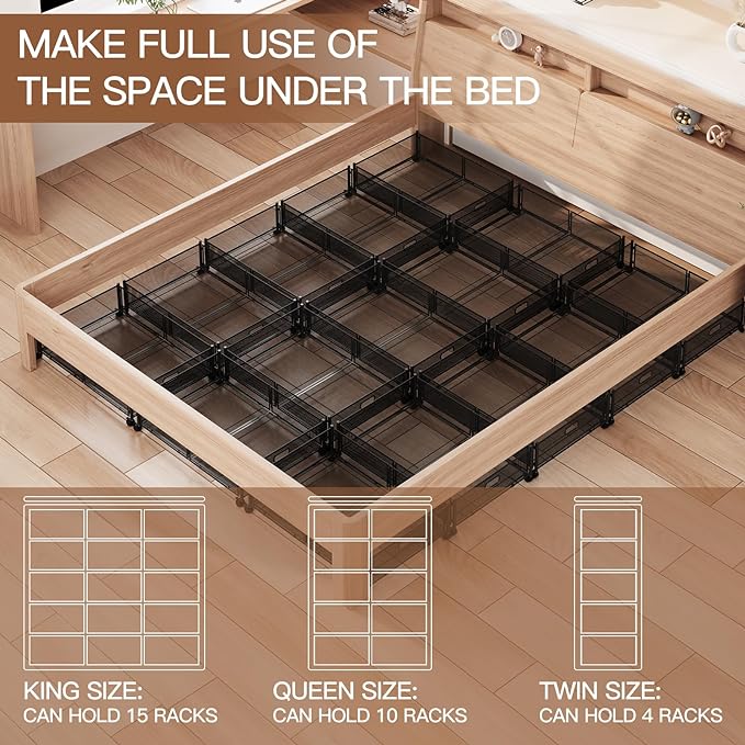 Gawerk Under Bed Storage with Wheels, Foldable Metal Mesh Underbed Storage Container Bins, Tool-free Assembly Clothes Drawer Organizer,2Pack