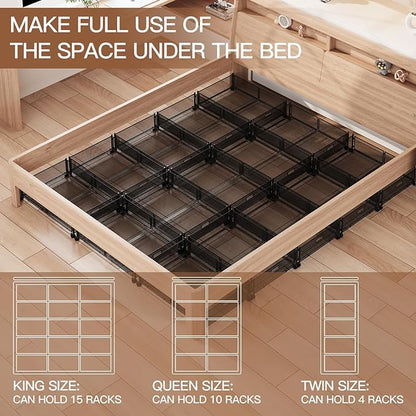Gawerk Under Bed Storage with Wheels, Foldable Metal Mesh Underbed Storage Container Bins, Tool-free Assembly Clothes Drawer Organizer,2Pack