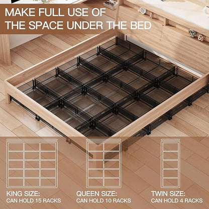 Gawerk Under Bed Storage with Wheels, Foldable Metal Mesh Underbed Storage Container Bins, Tool-free Assembly Clothes Drawer Organizer, 2Pack
