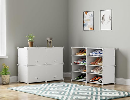 HOMIDEC Shoe Rack, 4 Tier Shoe Storage Cabinet 16 Pairs Plastic Shoe Organizer for Closet Hallway Bedroom Entryway