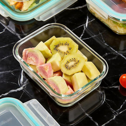 Liuruiyu Glass Food Storage Containers with Lids, 8 Pack Meal Prep Containers, Airtight Bento Boxes with Leak Proof Locking for Microwave, Oven, Freezer and Dishwasher, BPA Free（5oz to 36oz）