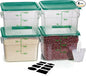 12 Quarts Sous Vide Container: 8 PCS Commercial Food Storage Containers with Lids - Clear Food Container with Scales Handles for Home Restaurant Kitchen Storage Pizza Bread (Green N)