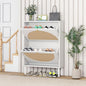 ZeHuoGe Rattan Shoe Cabinet with 2 Flip Drawers, Entrance Hallway Slim Entryway Organizer, White Rack Storage for Heels, Slippers