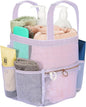 DV Lifestyle Mesh Shower Caddy Dorm, 7 Pockets & 1 with Zipper, Shower Tote with Padded Handles, Travel Portable, Shower Caddy College Room Essentials, Bathroom Shower Bag (Light Gray)