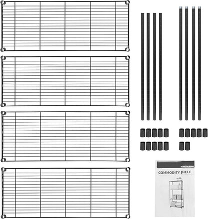 SUPER DEAL Black 4-Shelf Heavy Duty Storage Wire Shelving Unit for Restaurant Garage Pantry Kitchen Garage Rack (36L x 14W x 54H)