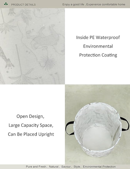 Round Waterproof Laundry Basket,Foldable Storage Basket,Laundry Hampers with Handle,Gift Basket,Suitable for Children's Room and Toy Storage (Animals)