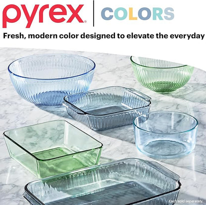 Pyrex Colors Tinted (6-PC Large) Medium/Large Rectangle Food Storage Container Set, Snug Fit Non-Toxic Plastic BPA-Free Lids, Freezer Dishwasher Microwave Safe, 3 Cup, 6 Cup & 11 Cup