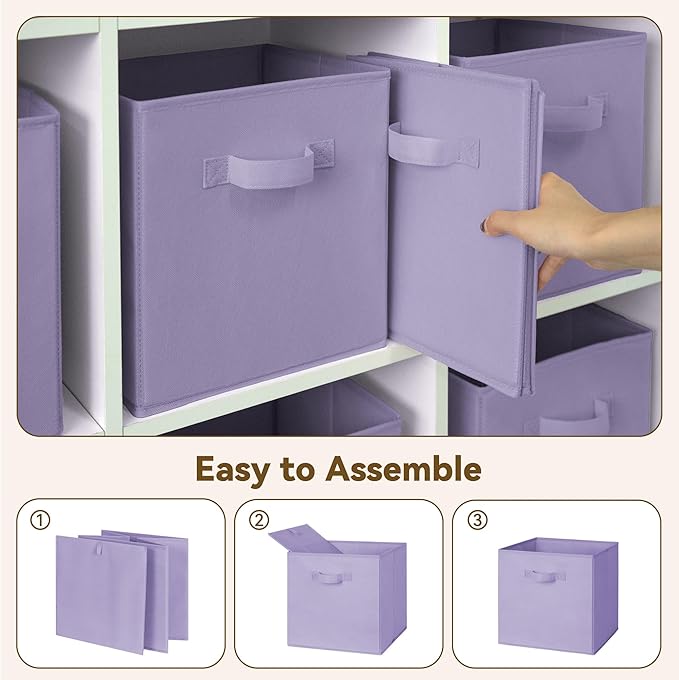 GRANNY SAYS Cube Storage Bins, 11 Inch Cube Storage Organizer, Fabric Collapsible Storage Bins, Durable Storage Cubes for Shelves, Closet, Lavender Purple, 6-Pack