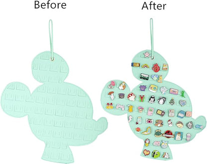 Hanging Brooch Pin Organizer Enamel Pin Display Cute Cartoon Shape Brooch Pin Display Storage Holder for Brooch Pin(Without Accessories ) (beige+green)