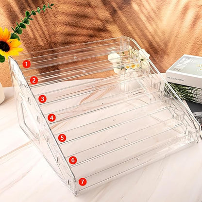 Nail Polish Organizer 84 Bottles of 7 Layers Sunglass Acrylic Display Rack Eyeglasses Storage Essential Oils Holder Makeup No Tool Needed Assembly, Clear (2 Pack)
