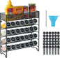 Skiileor Spice Rack Organizer with 28 Empty Spice Jars,Spice Labels,Chalk pen and Funnel Complete Set,Space-Saving for Countertop, Cabinet or Wall Mount