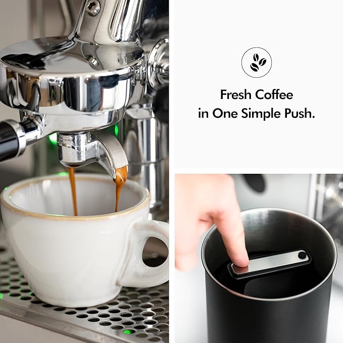 KIVY Vacuum Coffee Canister - Push Lid Preserves Coffee Aroma & Oil - Stainless Steel Airtight Coffee Canister - Container for Ground & Coffee Bean Storage - Coffee Storage Jar - Removes Excess Air
