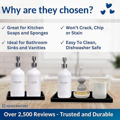 Spacewiser Countertop and Vanity Tray - 2 PC (11” and 7”) Shatterproof Silicone Kitchen and Bathroom Trays for Counter, Kitchen Soap Dispenser Tray, Vanity Trays for Bathroom, Perfume Key Tray